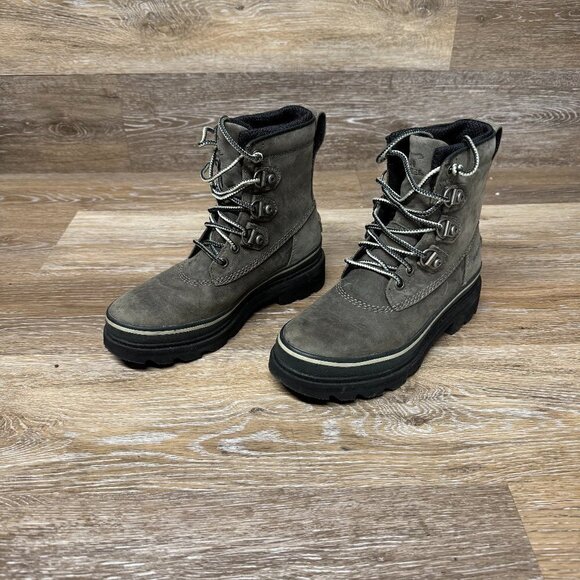 SOREL Gray Lennox Street Lace-Up Waterproof Leather Ankle  Boots Women's… - Picture 1 of 7